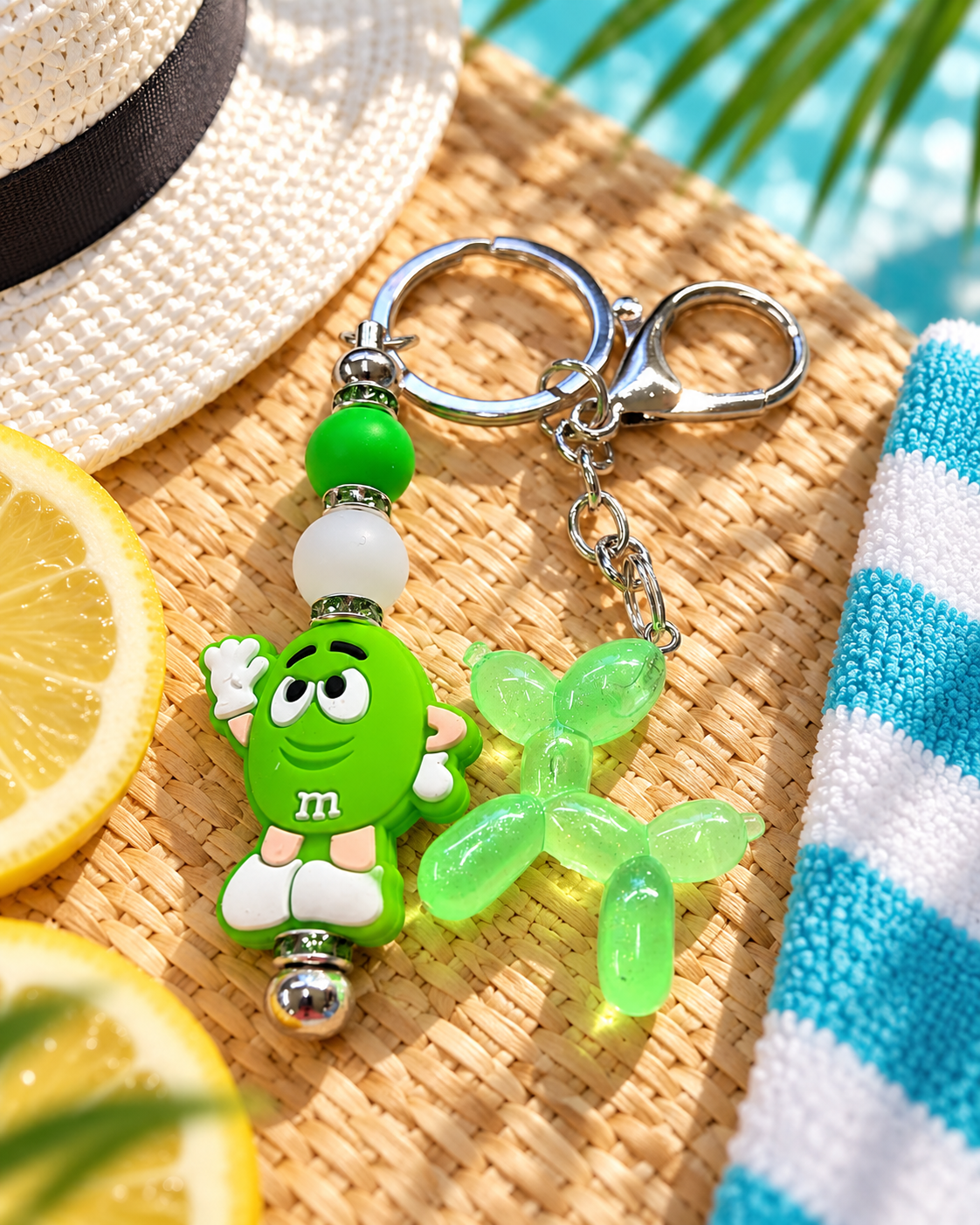 Lime Pop Candy Cutie Keychain with Balloon Dog Charm