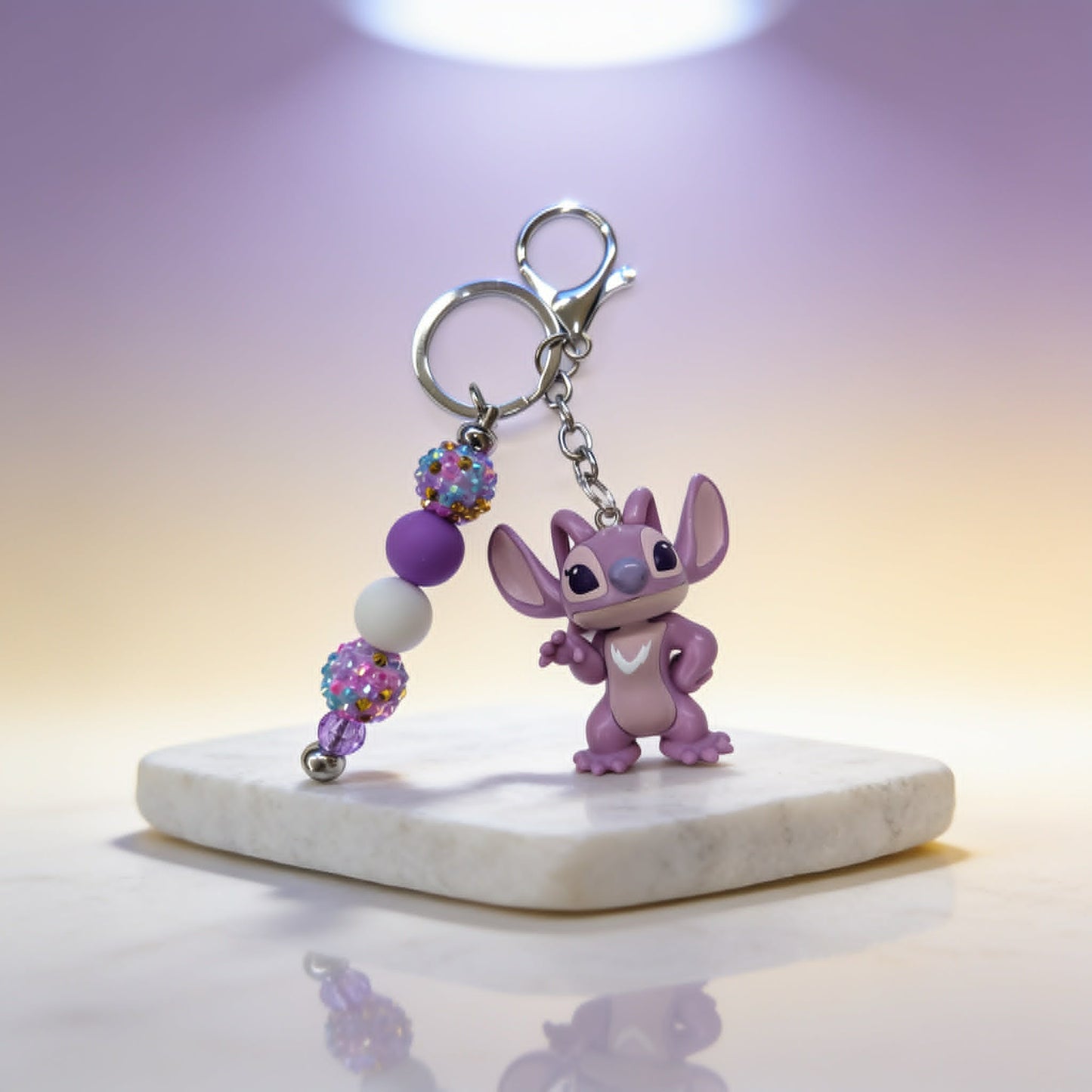 Galaxy Angel Sparkle Beaded Keychain
