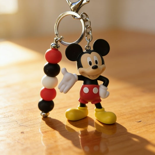 Classic Mickey Beaded Bag Charm Keychain