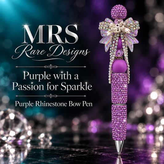 Amethyst Charm Purple Rhinestone Bow Pen
