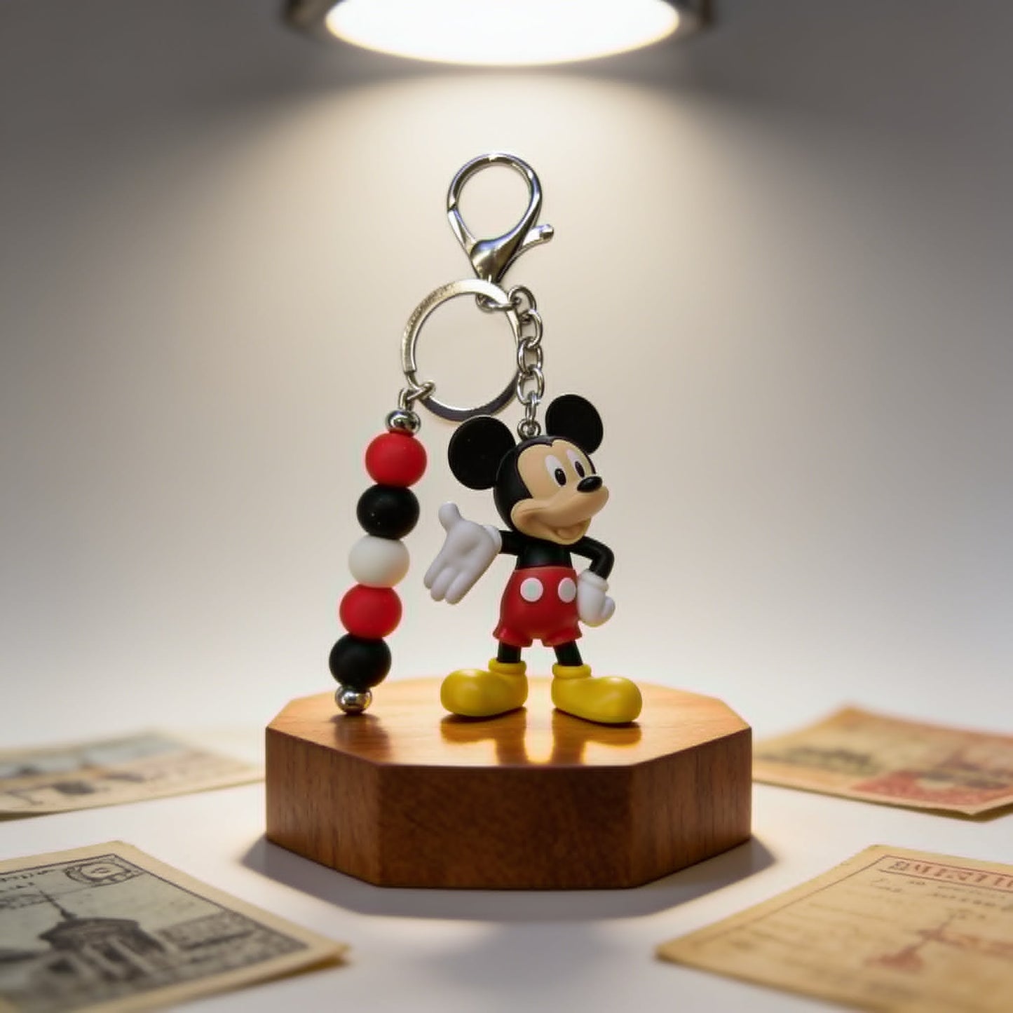 Classic Mickey Beaded Bag Charm Keychain
