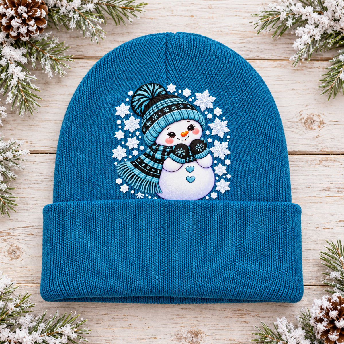 Snow Sweet Teal Kids’ Snowman Beanie