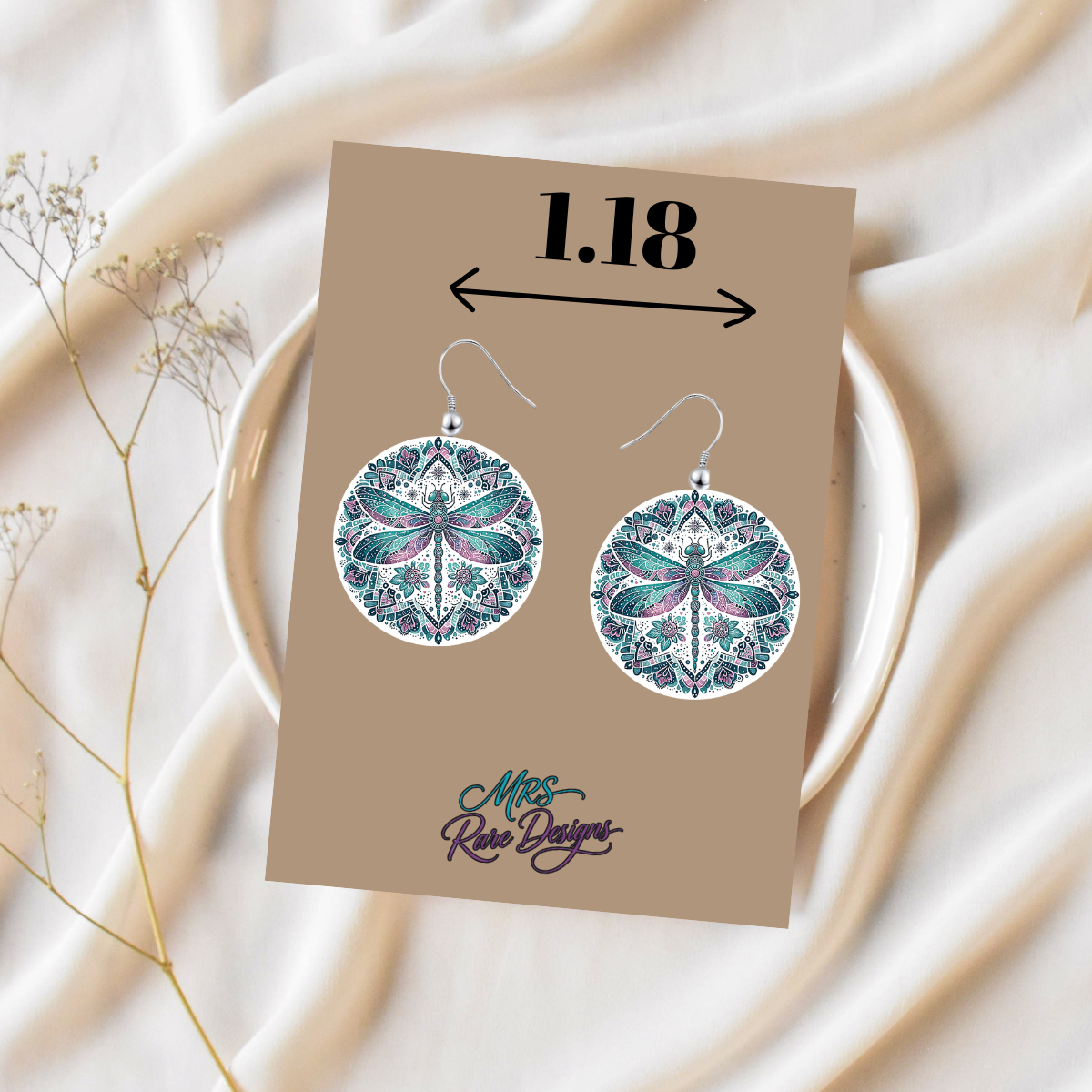 "Teal Dream" Dragonfly Mandala Earrings
