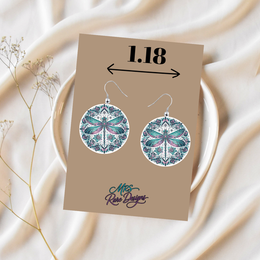 "Teal Dream" Dragonfly Mandala Earrings