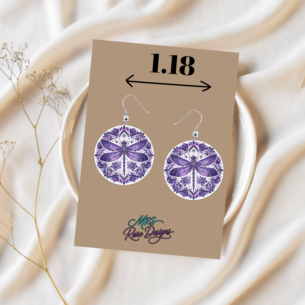 Whimsy Wings Dragonfly Mandala Earrings — Lightweight Boho Statement Jewelry