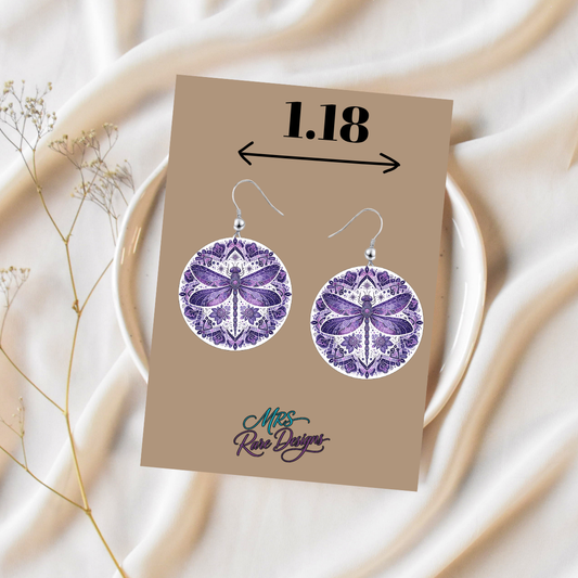 Whimsy Wings Dragonfly Mandala Earrings — Lightweight Boho Statement Jewelry