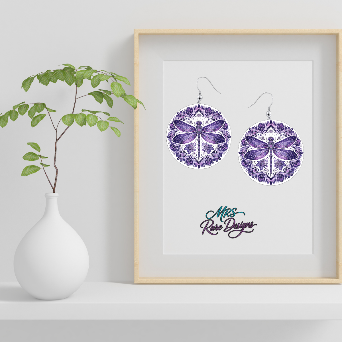 Whimsy Wings Dragonfly Mandala Earrings — Lightweight Boho Statement Jewelry