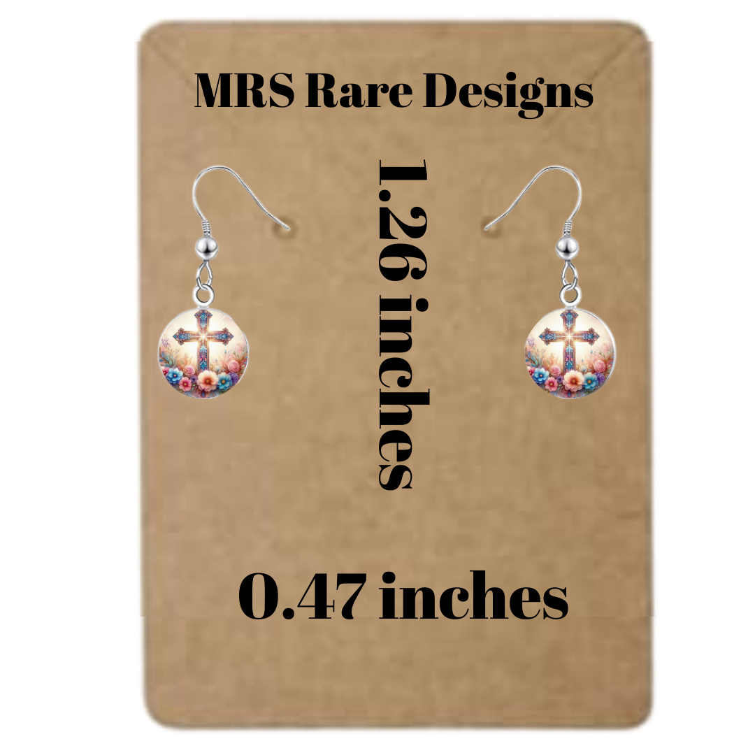 🌷 Faith & Flowers Cross Earrings
