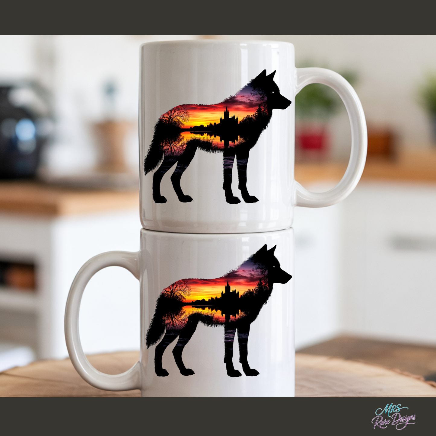 Wild at Dusk Wolf Sunset Castle Coffee Mug