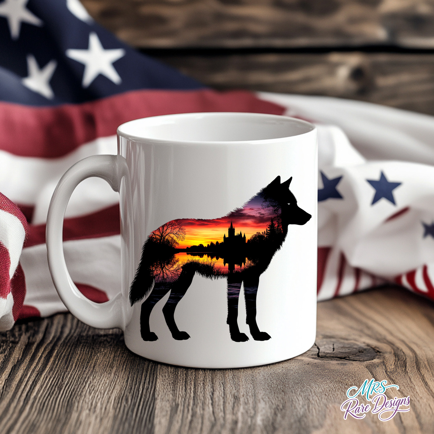 Wild at Dusk Wolf Sunset Castle Coffee Mug