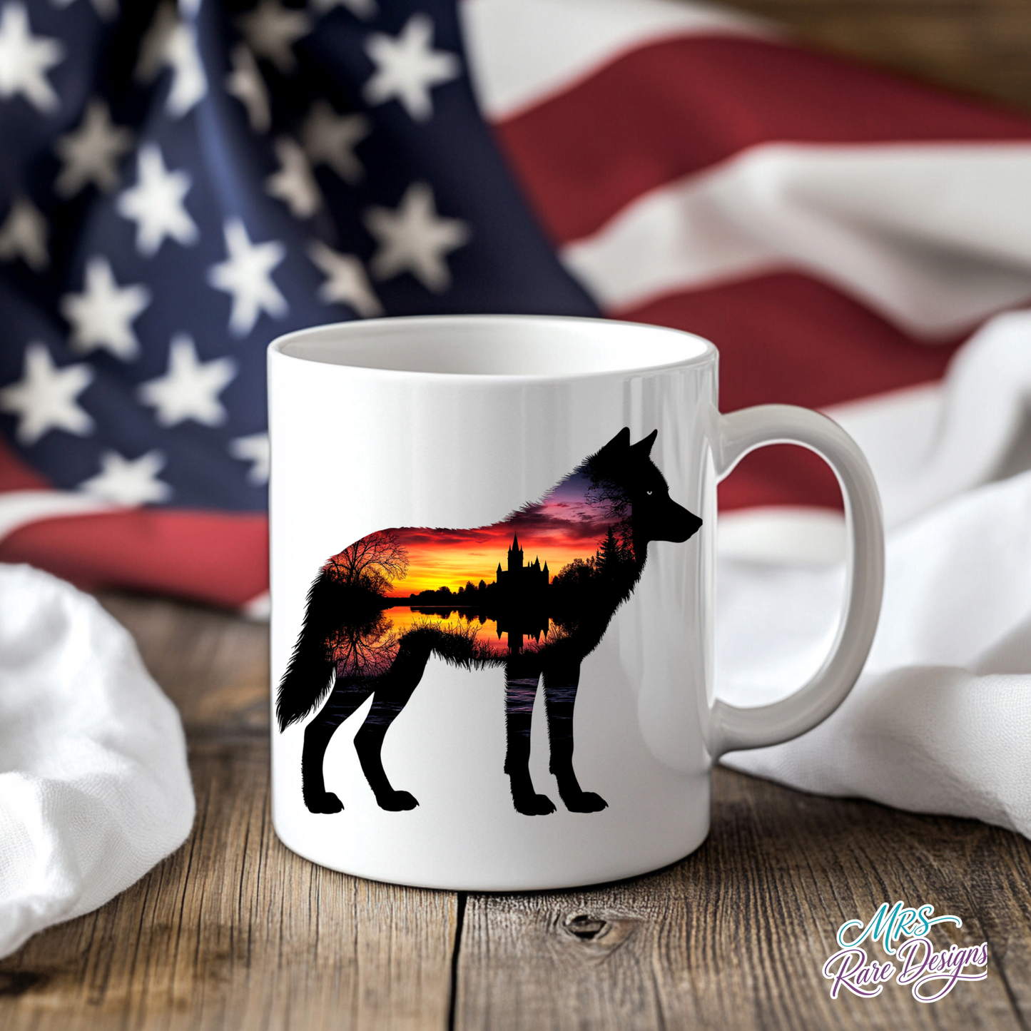 Wild at Dusk Wolf Sunset Castle Coffee Mug