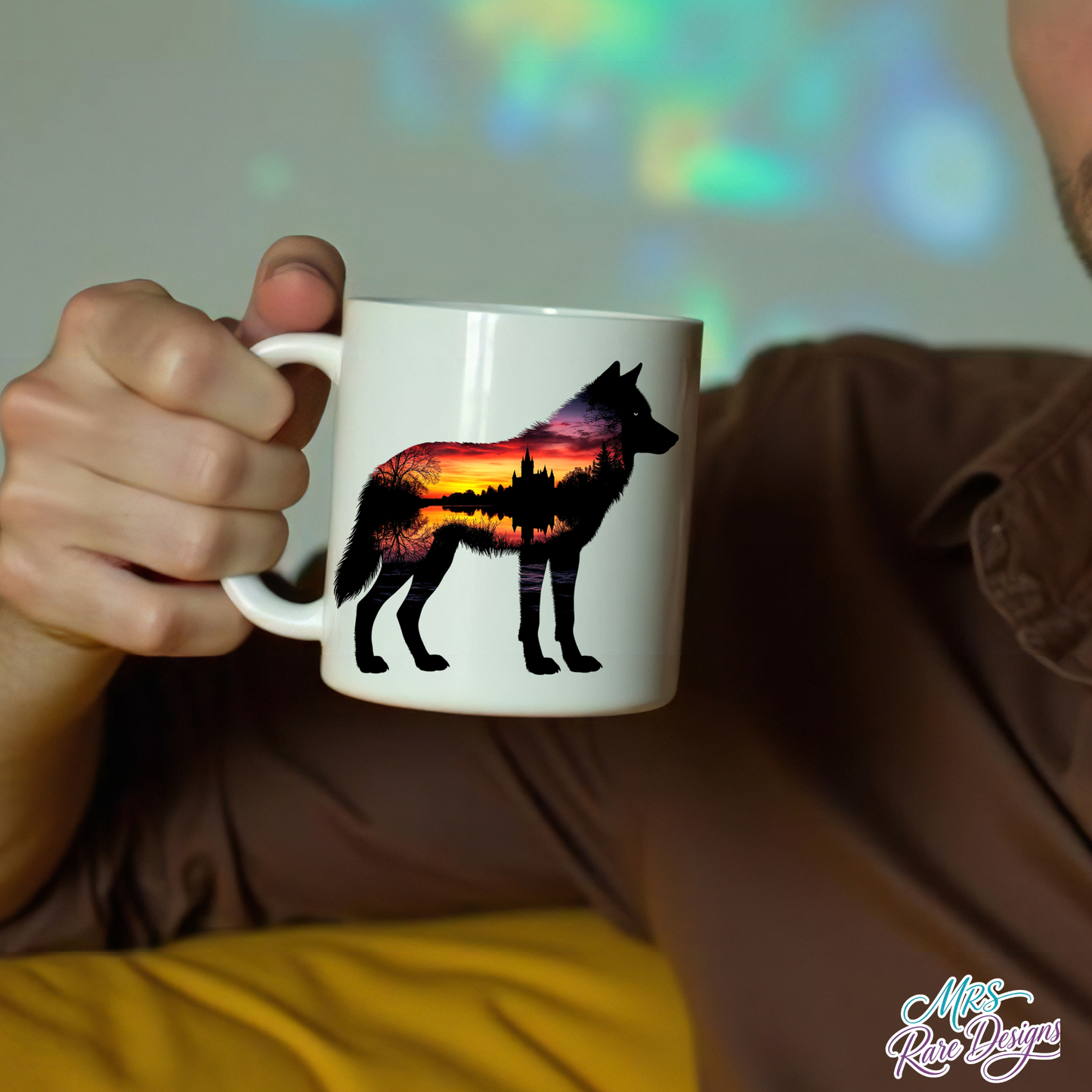 Wild at Dusk Wolf Sunset Castle Coffee Mug