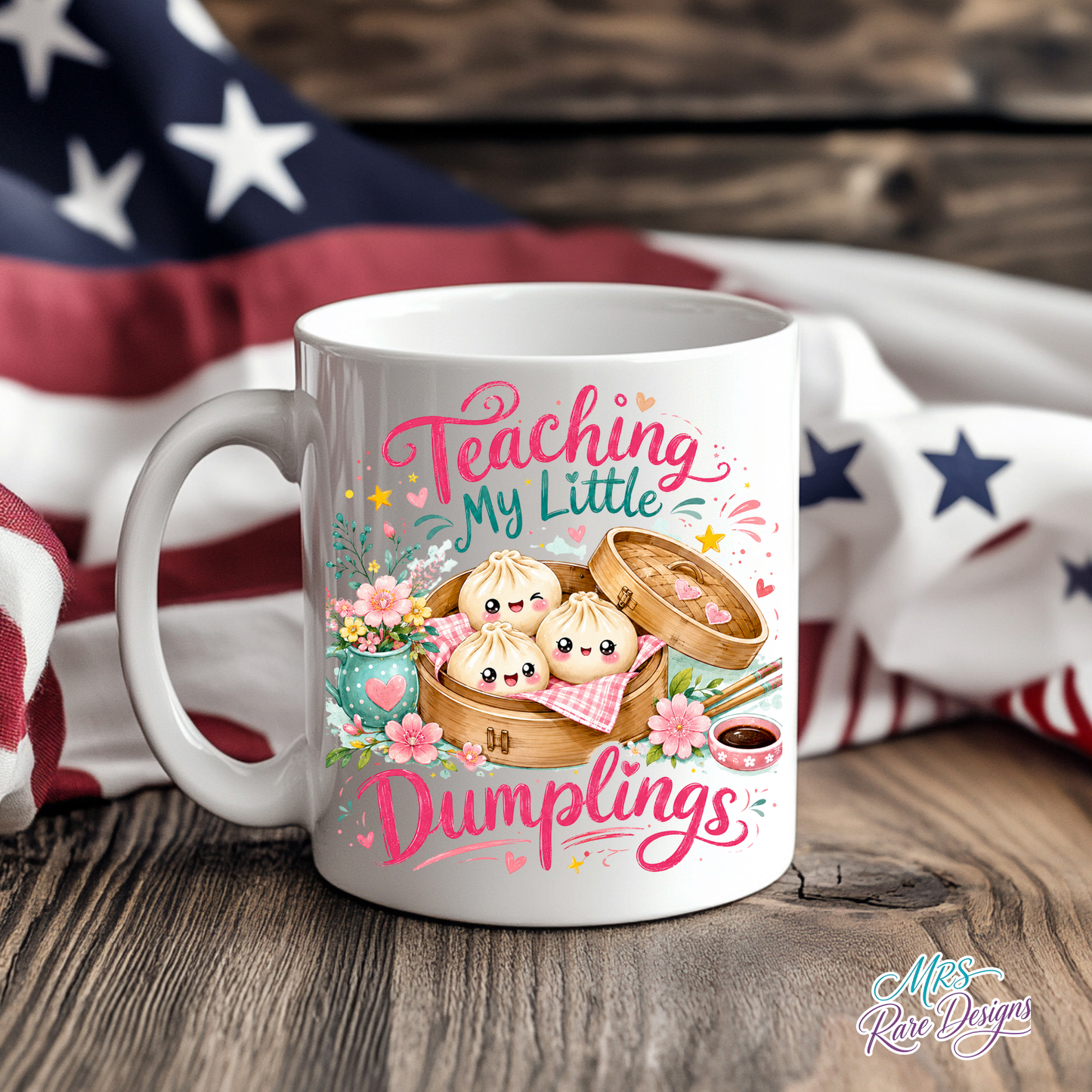 "Teaching My Little Dumplings" Blush Floral Mug