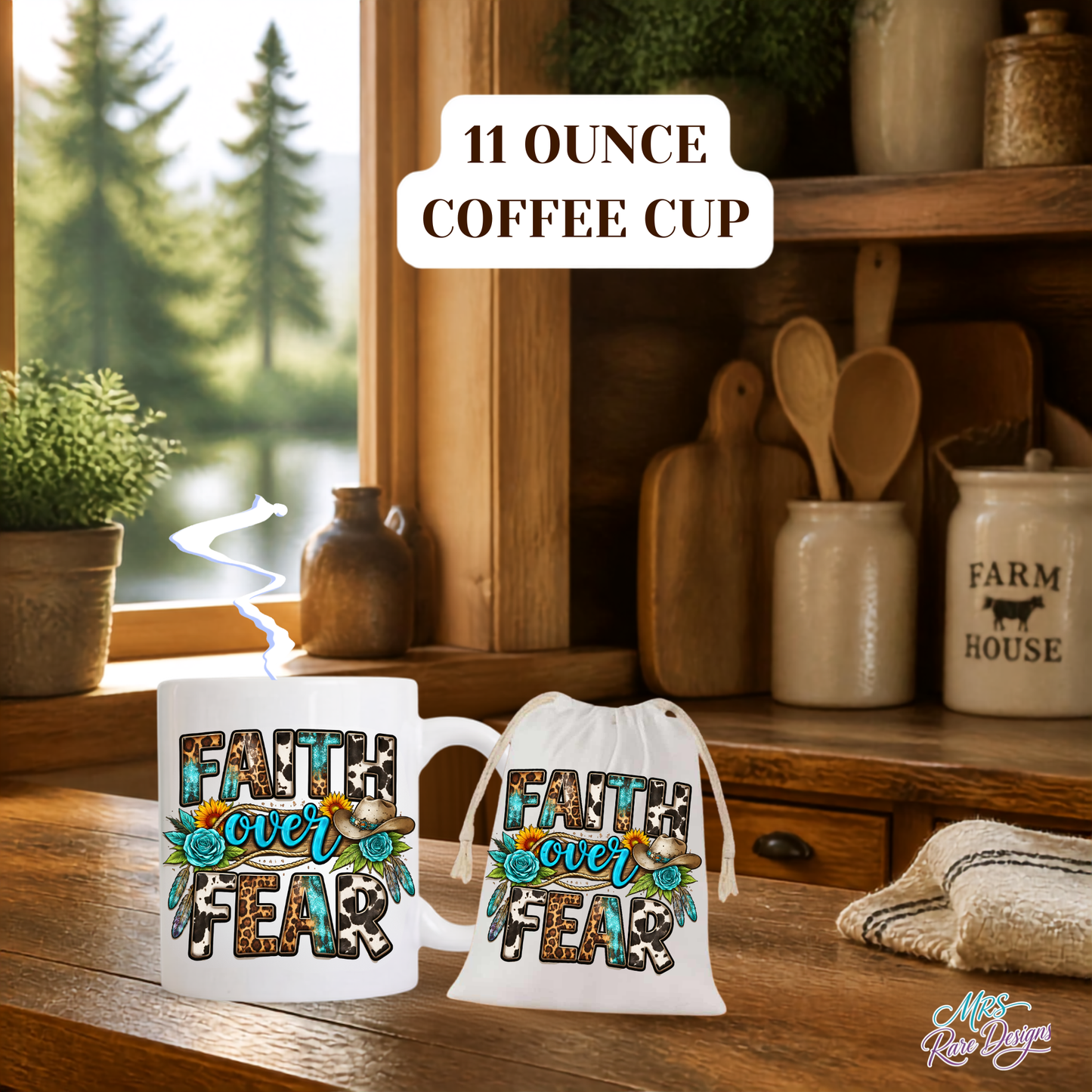 "Faith Over Fear" Mug & Matching Drawstring Gift Bag Set