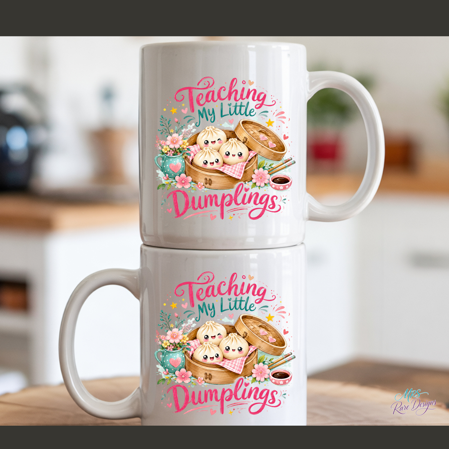 "Teaching My Little Dumplings" Blush Floral Mug
