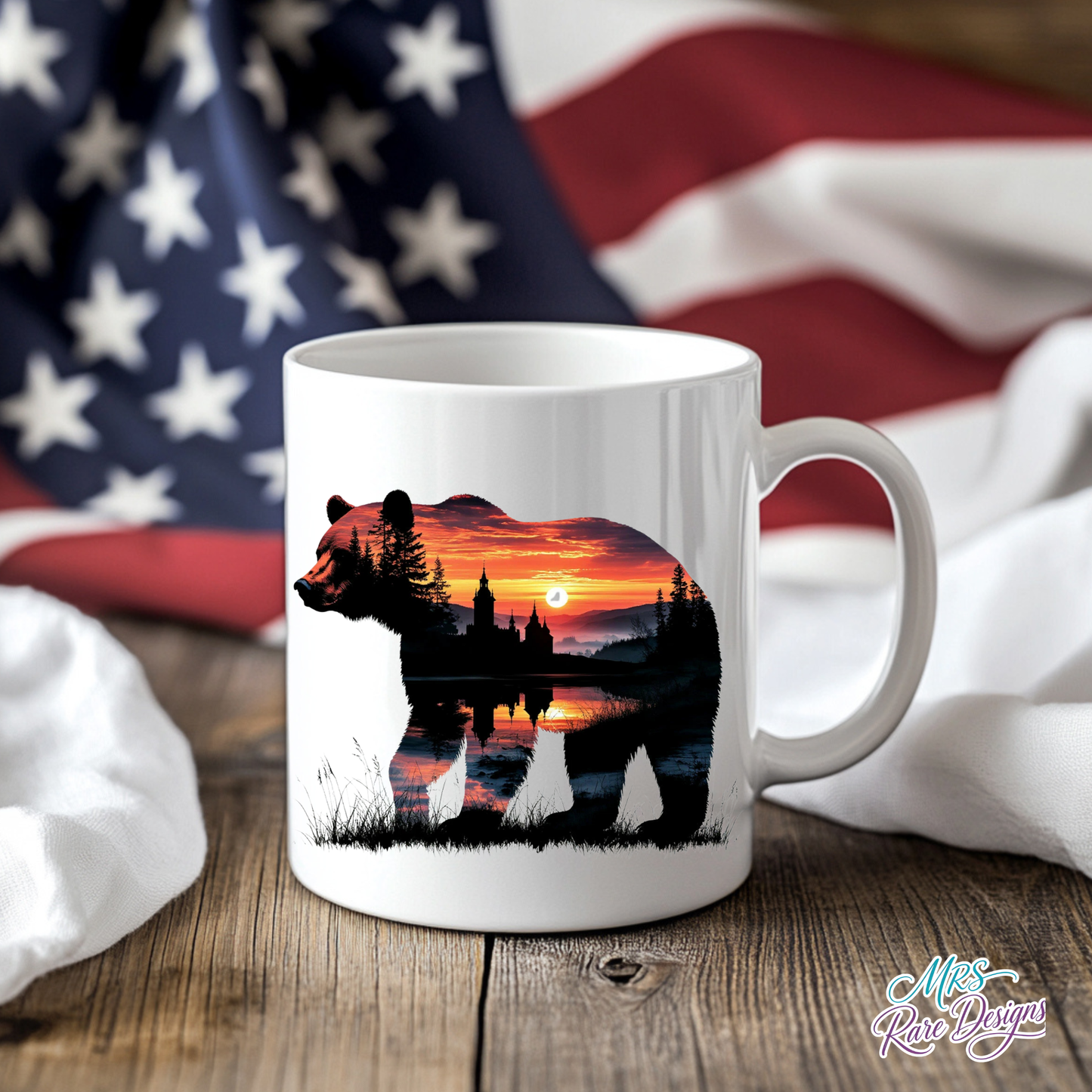 Bear at Golden Hour Sunset Castle Coffee Mug