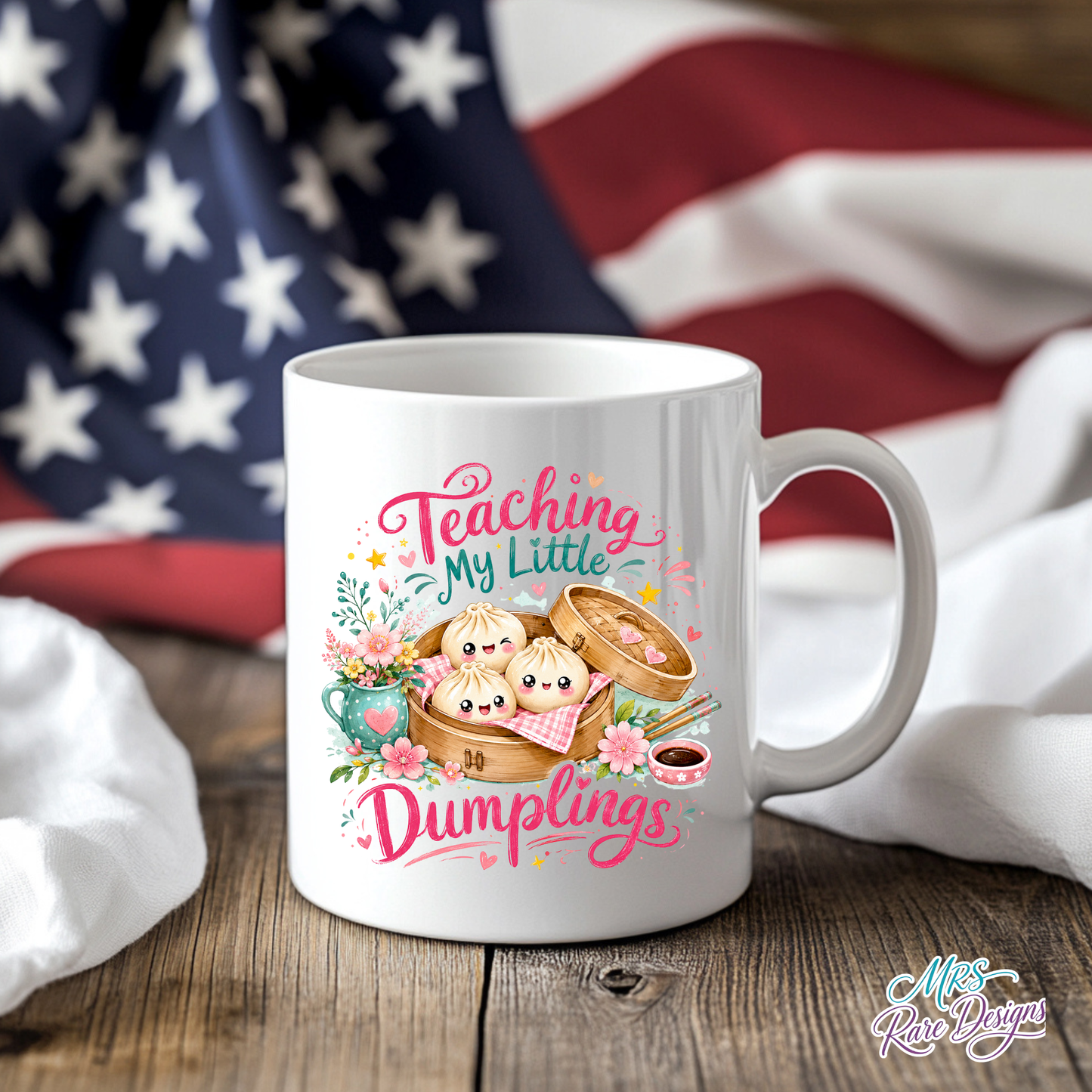 "Teaching My Little Dumplings" Blush Floral Mug