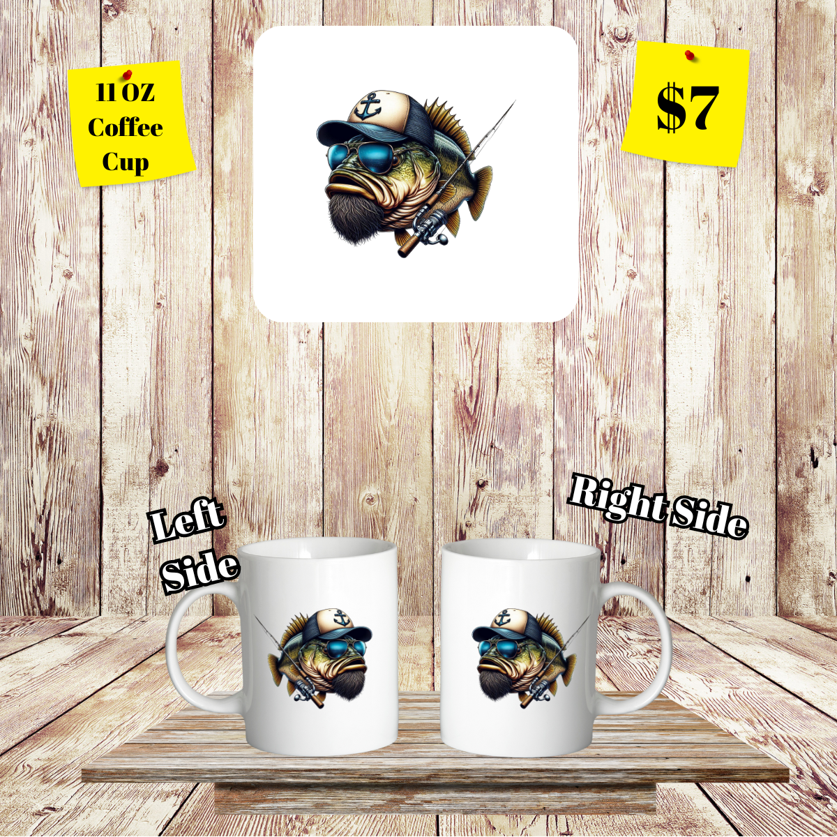 Fun Fishing Characters 11 OZ Coffee Cups Collection