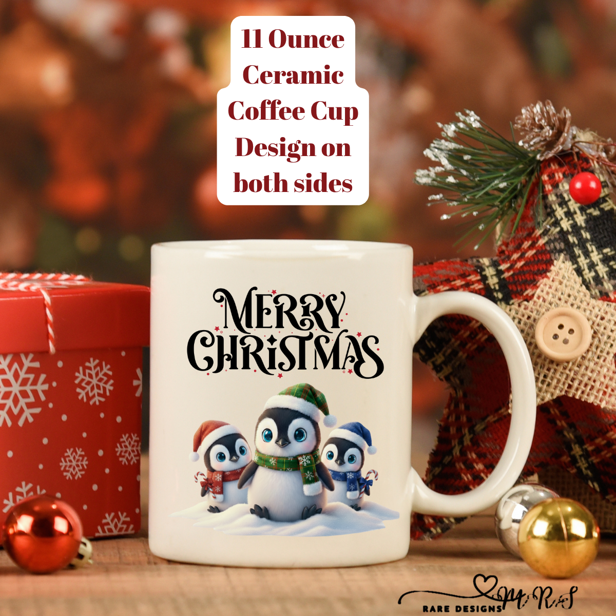 Penguin Pals “Merry Christmas” 11oz Double-Sided Coffee Mugs
