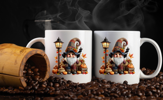 Autumn Harvest Gnome & Scarecrow Coffee Mugs