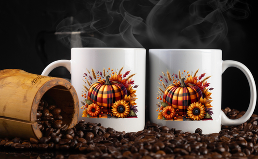 Autumn Harvest Pumpkin Mug Collection – 11oz Coffee Cups with Front & Back Designs