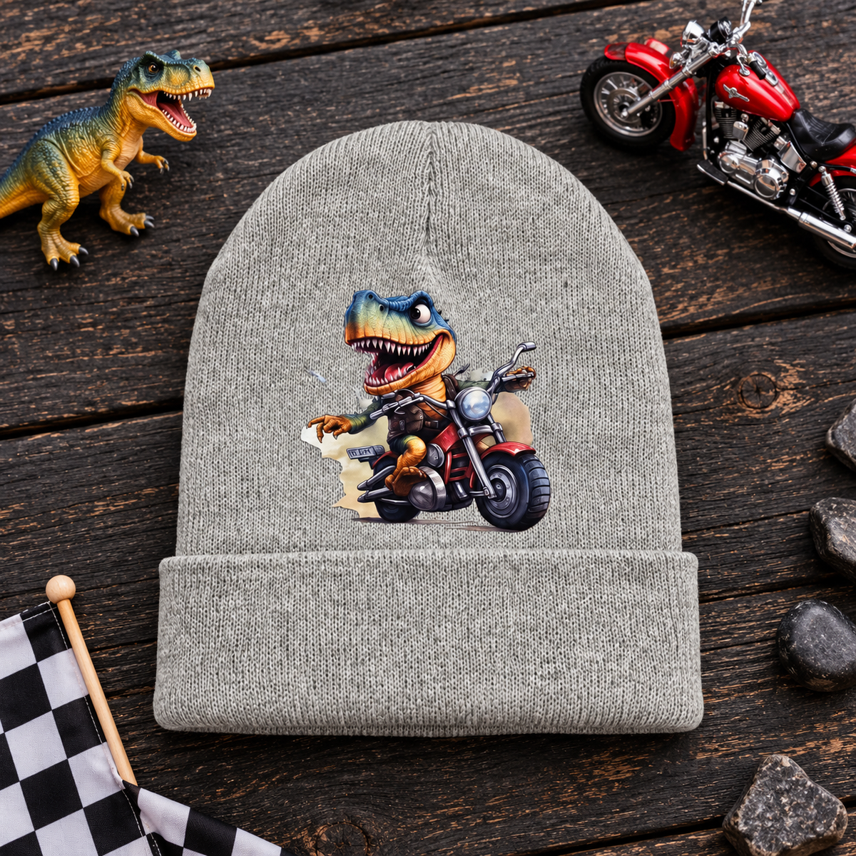 Roar & Ride — Dino Biker Beanie