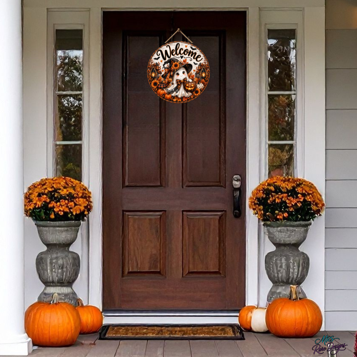 Boo-tiful Harvest Ghost Halloween Welcome Sign
