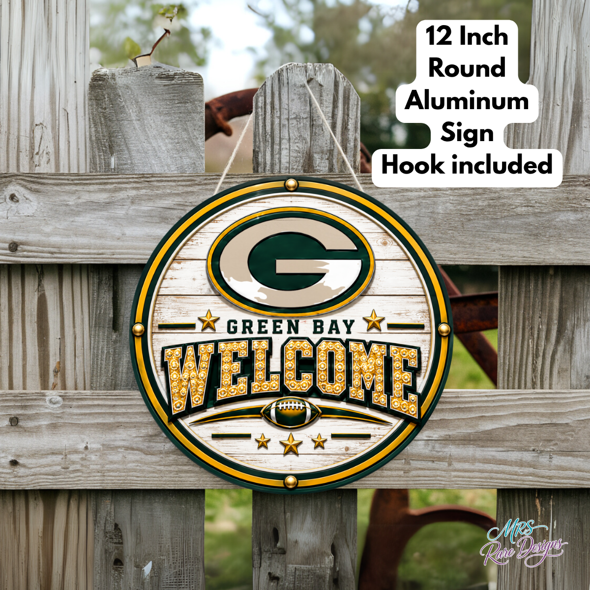 Football Welcome Sign | 12" Round Aluminum Door Sign