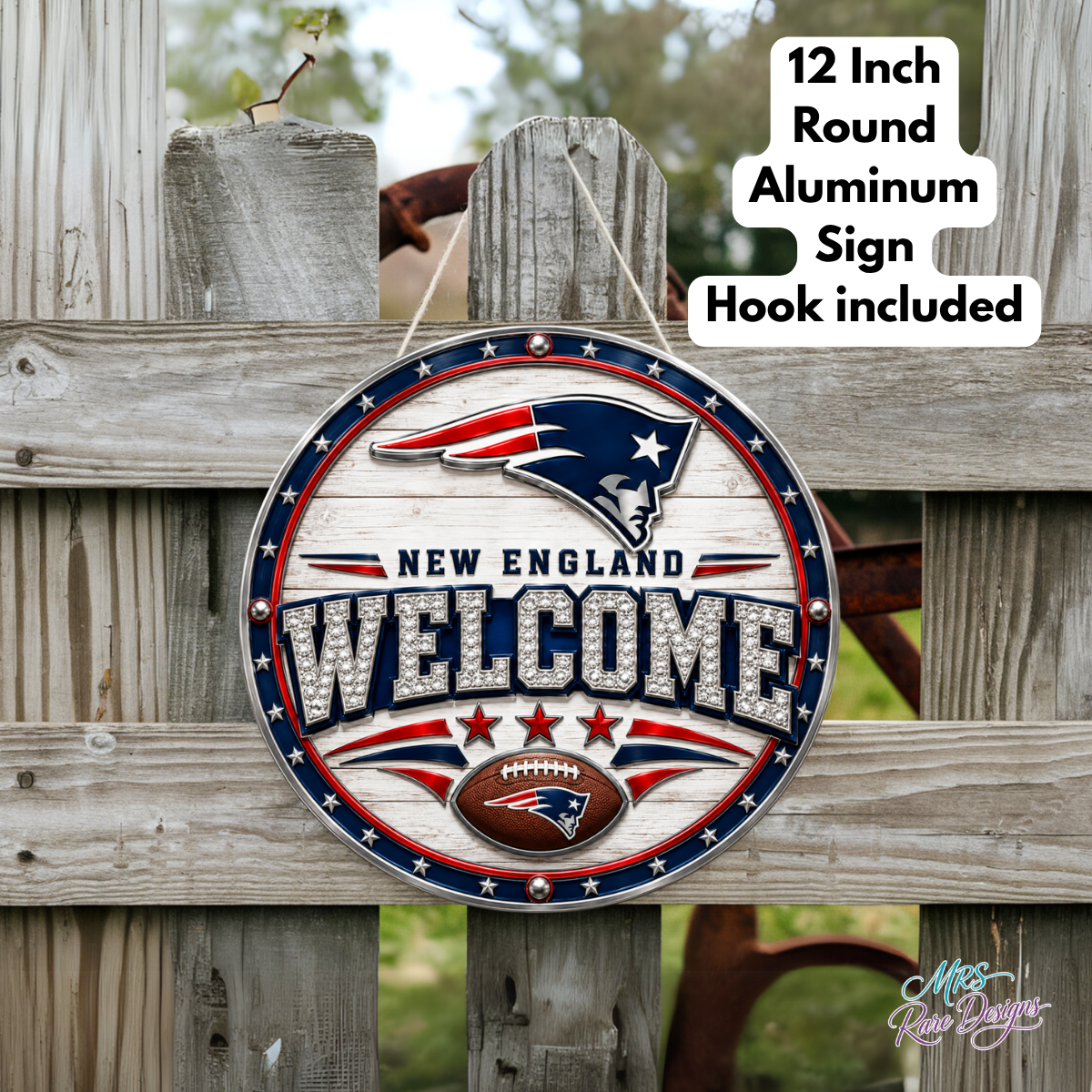 Football Welcome Sign | 12" Round Aluminum Door Sign