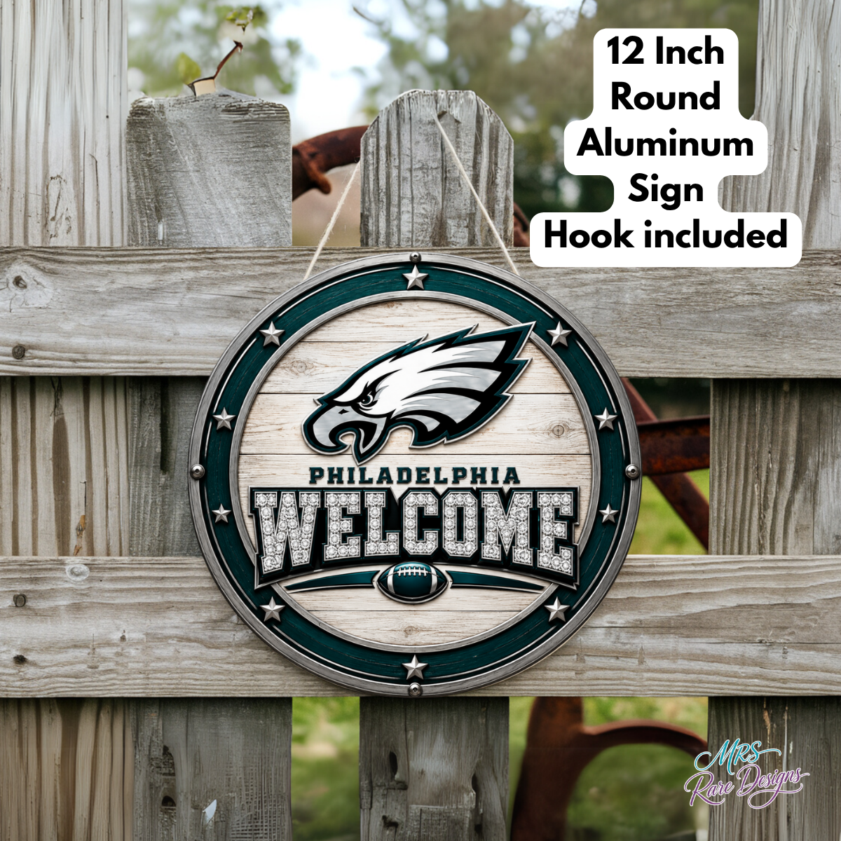 Football Welcome Sign | 12" Round Aluminum Door Sign