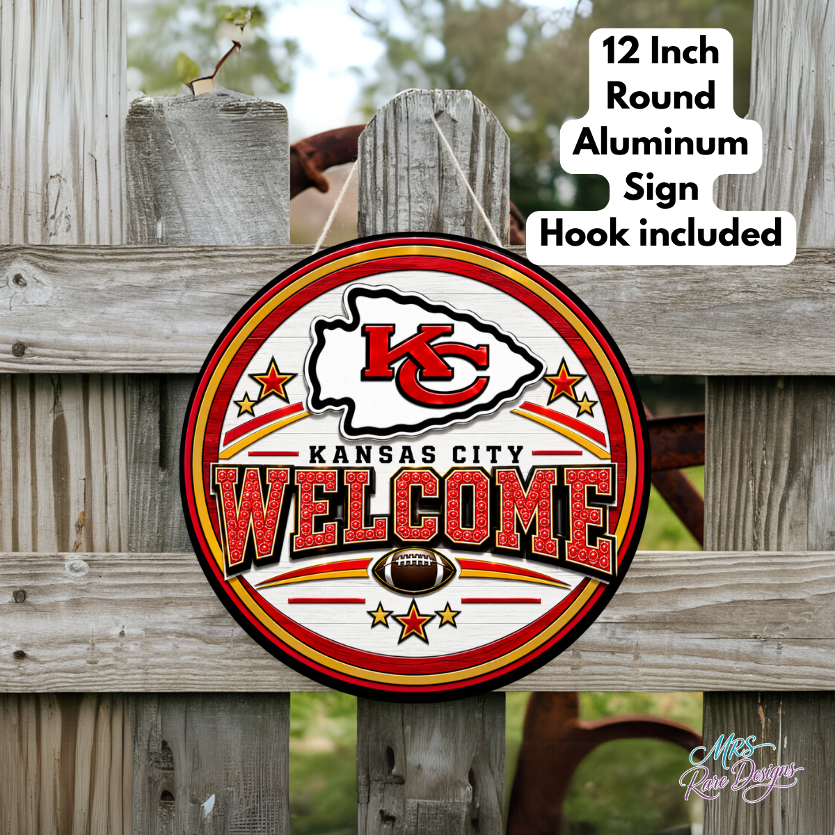 Football Welcome Sign | 12" Round Aluminum Door Sign