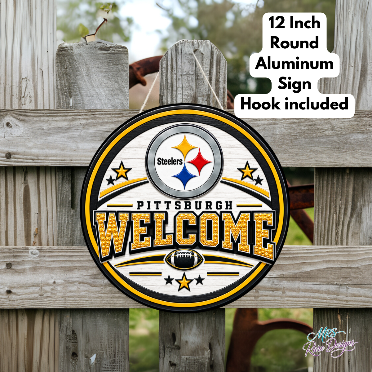 Football Welcome Sign | 12" Round Aluminum Door Sign