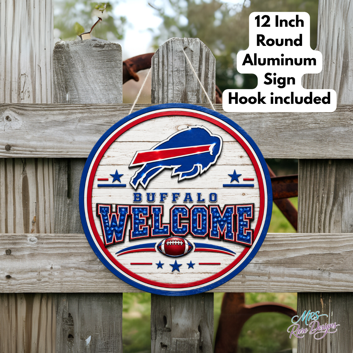 Football Welcome Sign | 12" Round Aluminum Door Sign