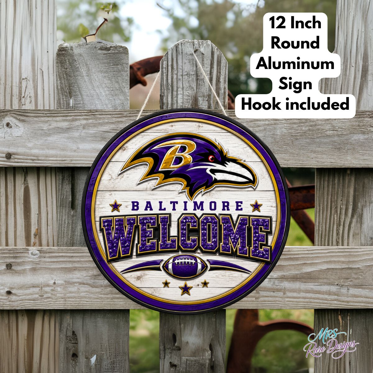 Football Welcome Sign | 12" Round Aluminum Door Sign