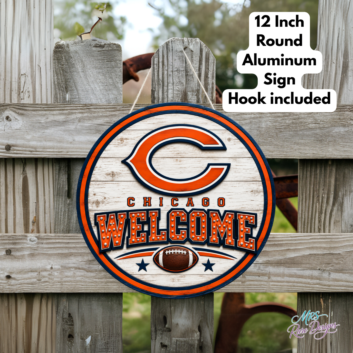 Football Welcome Sign | 12" Round Aluminum Door Sign