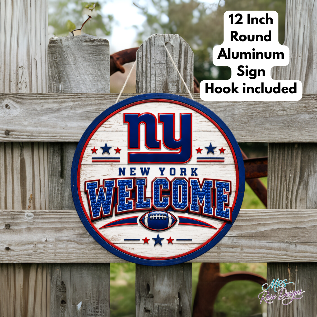 Football Welcome Sign | 12" Round Aluminum Door Sign