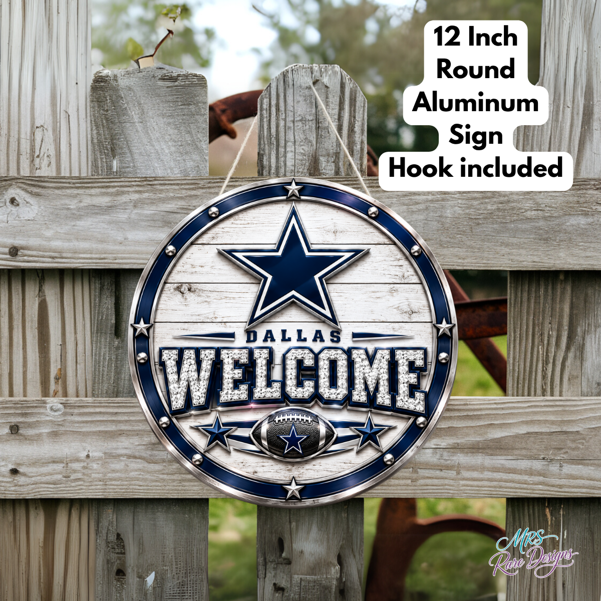 Football Welcome Sign | 12" Round Aluminum Door Sign