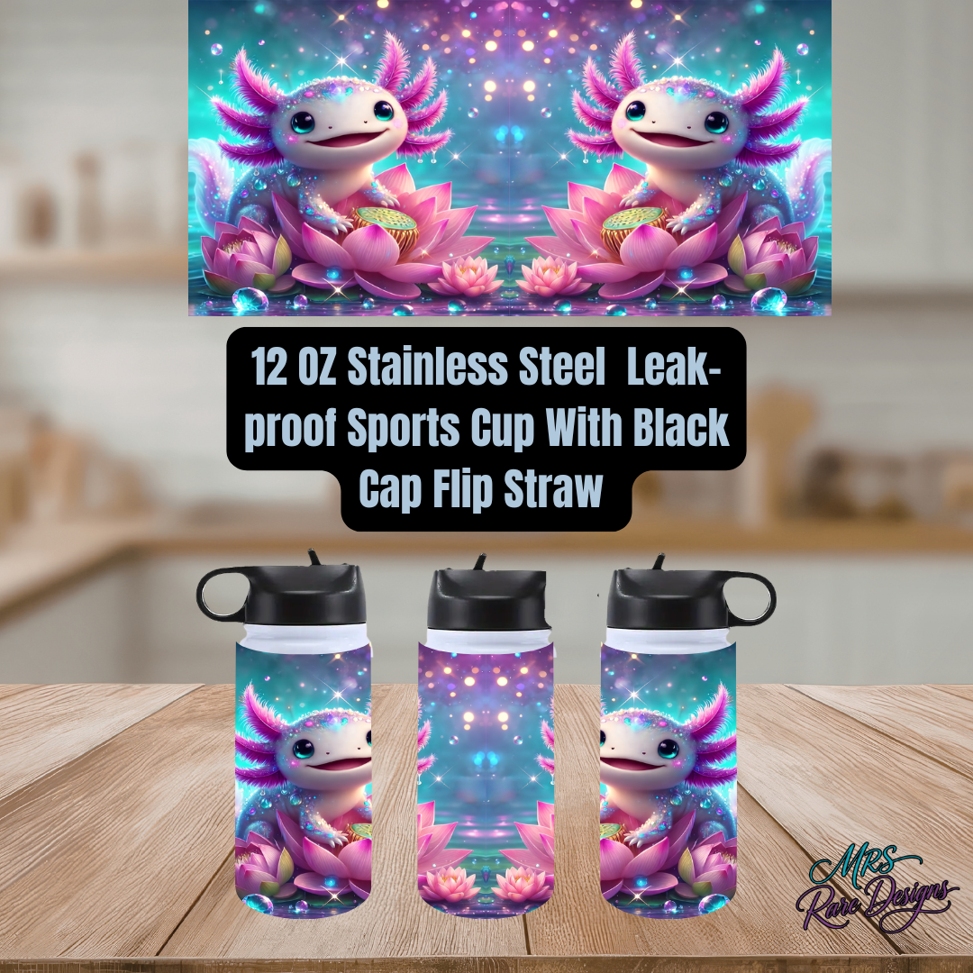 "Dewdrop Axo Mini" 12oz Leak-Proof Sports Cup with Flip Straw