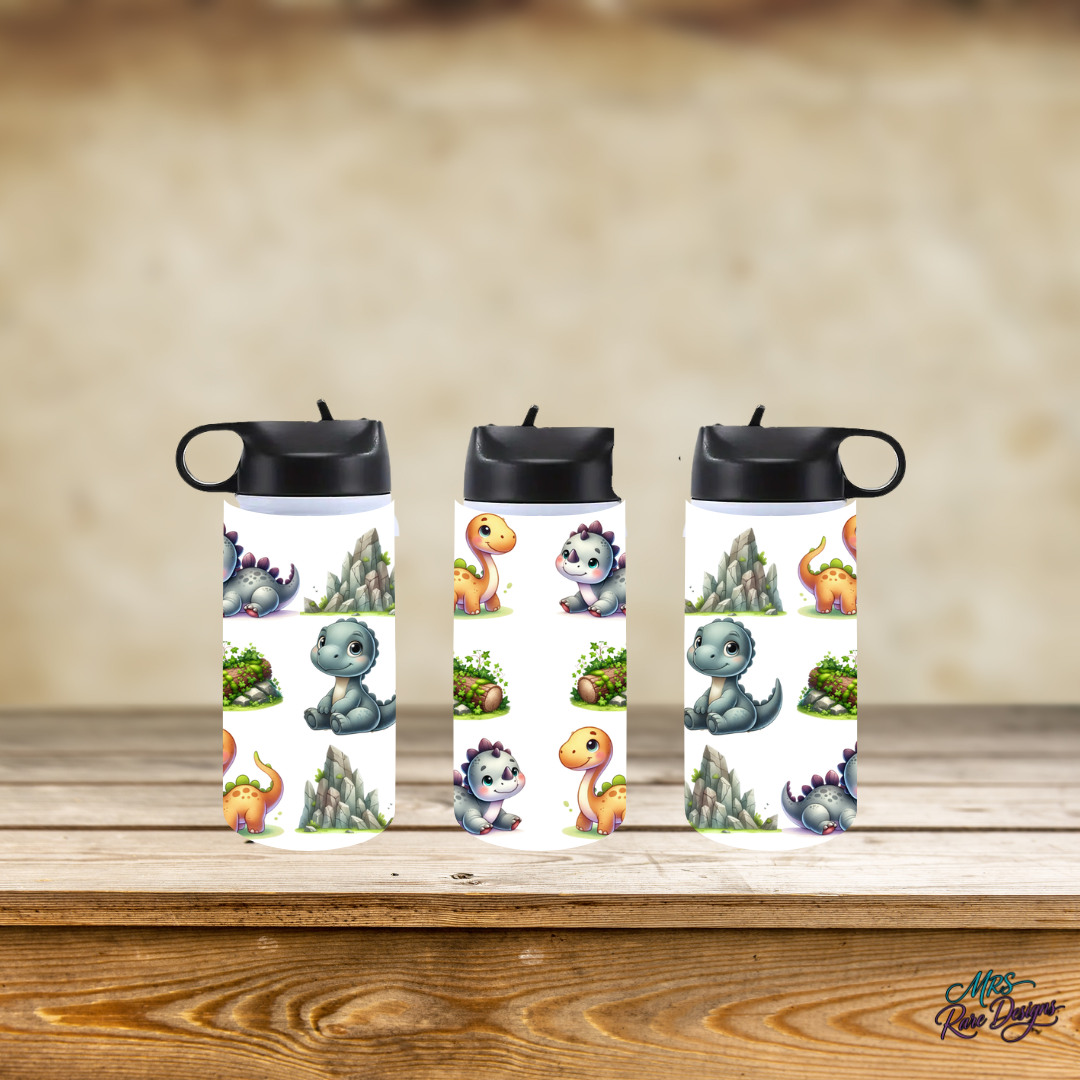 Dino-Mite Pals 12oz Kids Stainless Steel Flip-Straw Water Bottle