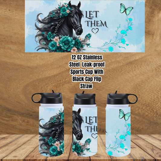 "Let Them" 12oz Stainless Steel Flip-Straw Sports Cup