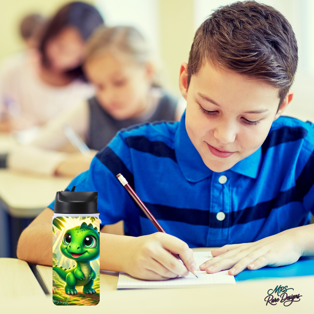 "Dino Jungle Sip-N-Go" — 12oz Leak-Proof Flip Straw Tumbler
