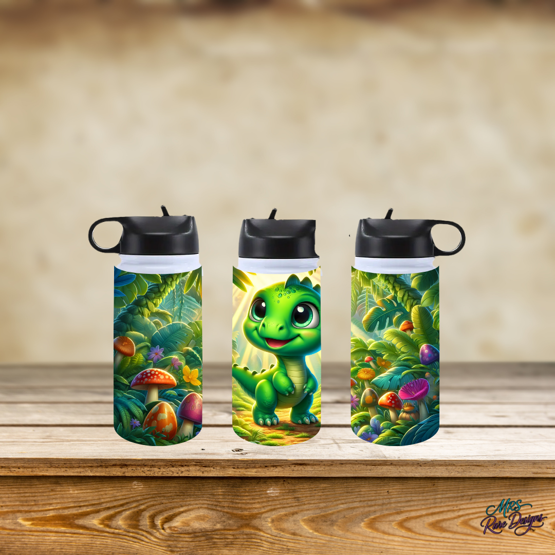 "Dino Jungle Sip-N-Go" — 12oz Leak-Proof Flip Straw Tumbler