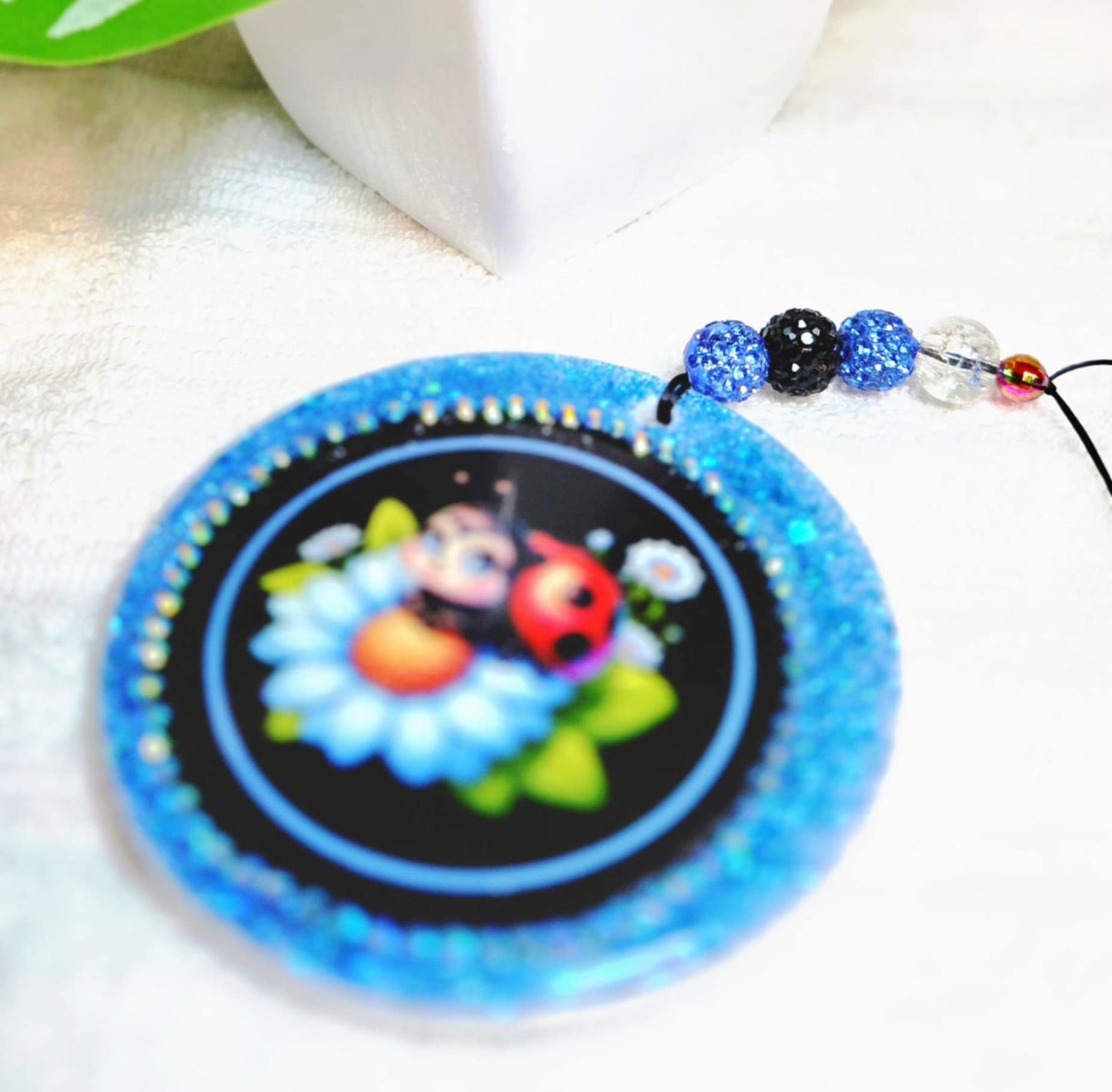 Ladybug Blossoms Car Charm & Clip Set