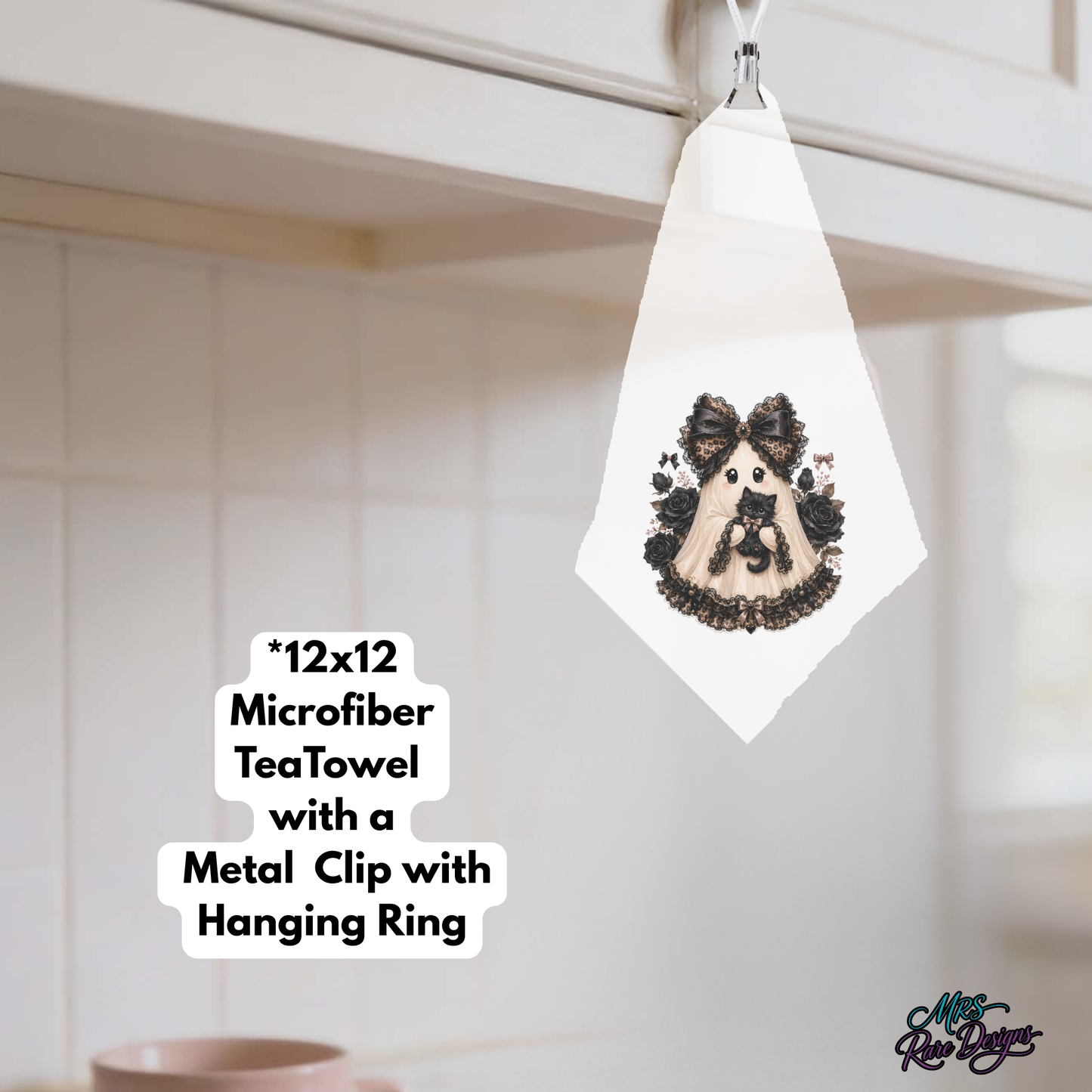 🖤 "Boo & Whiskers" Hanging Kitchen Towel