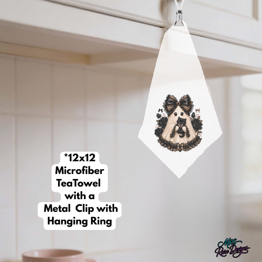 🖤 "Boo & Whiskers" Hanging Kitchen Towel