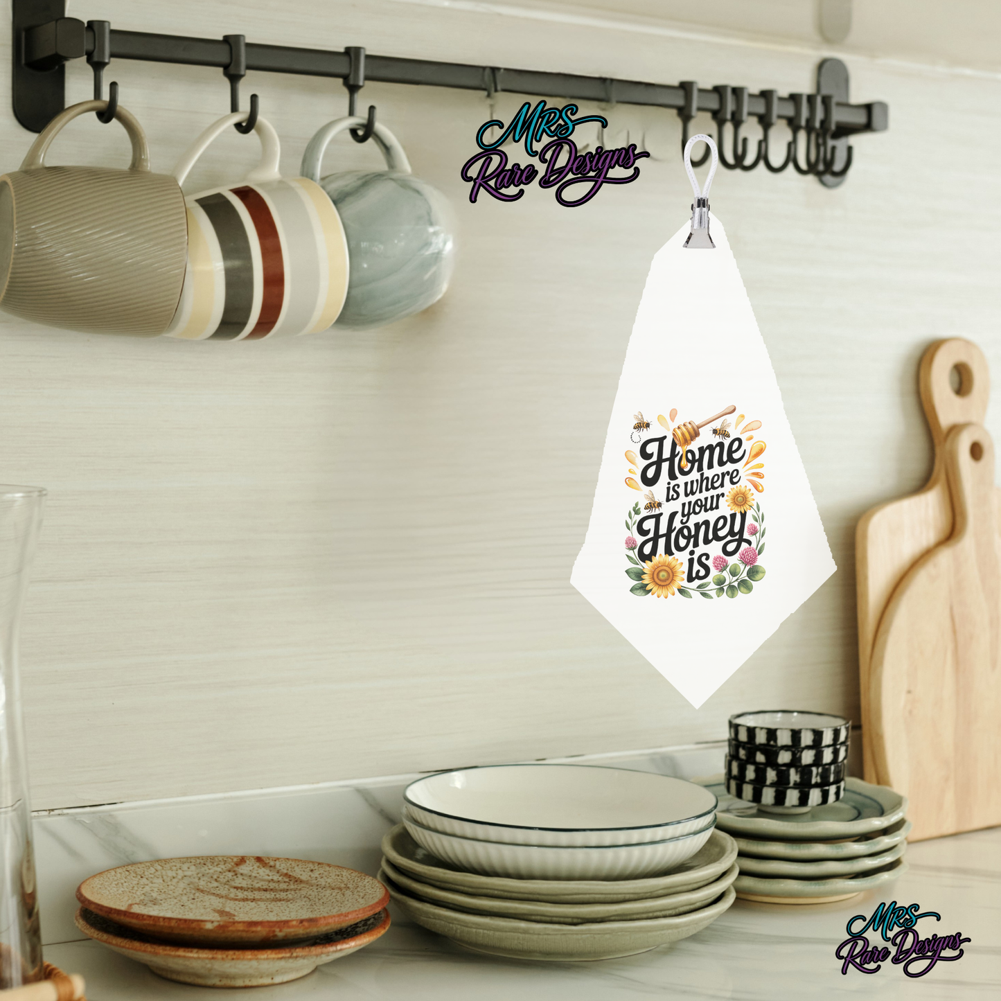 "Home Is Where Your Honey Is" Clip-On Hanging Tea Towel