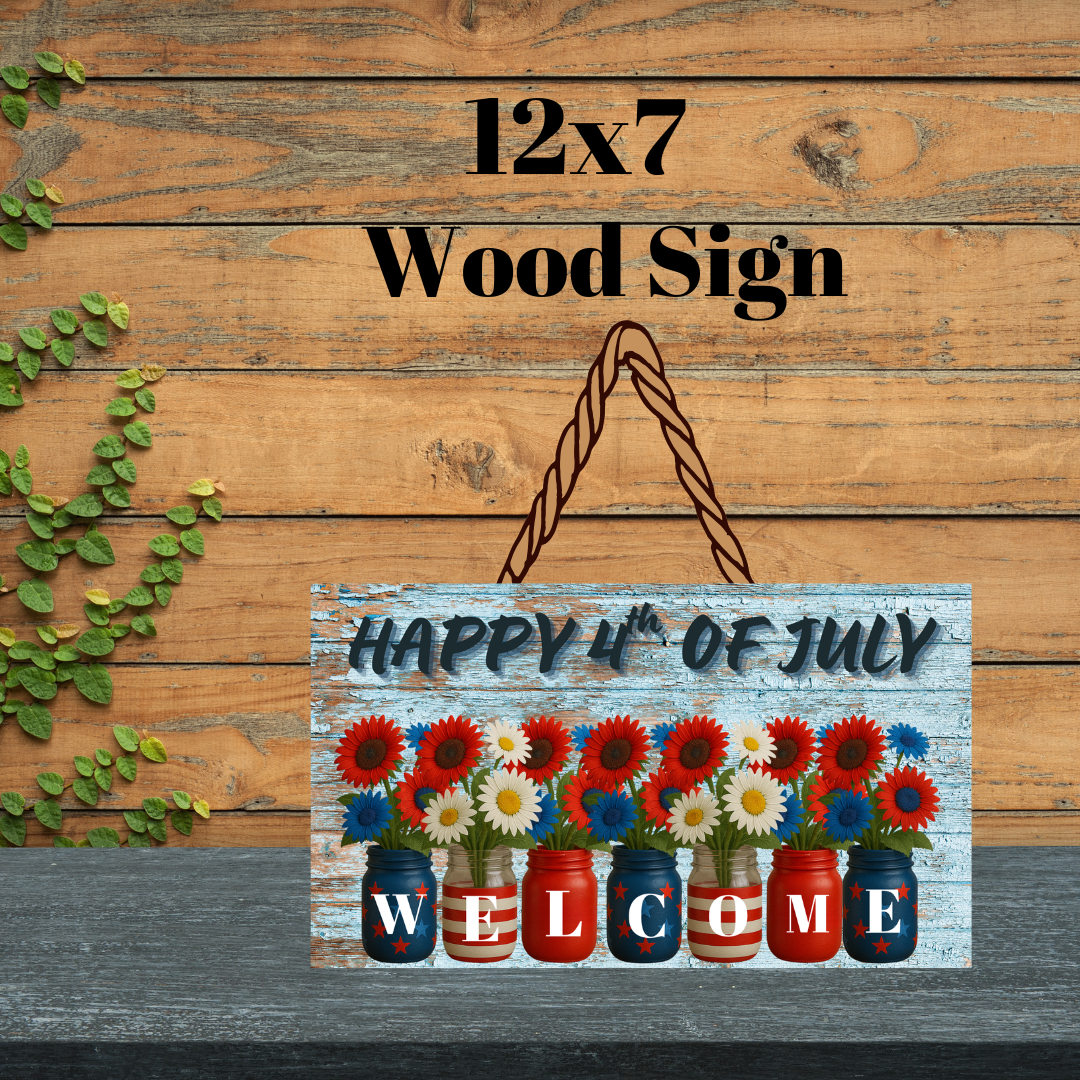 Patriotic Mason Jar Welcome Signs Collection