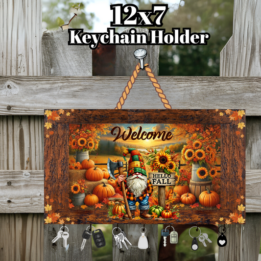 Autumn Gnome Welcome Keychain Holder