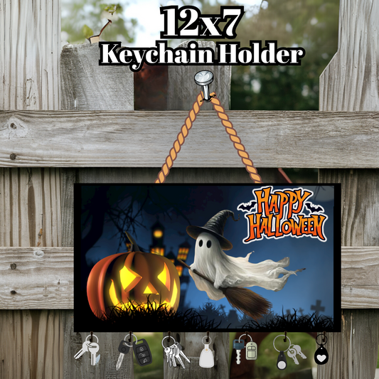 Haunted Night Halloween Keychain Holder – 12x7 Wall Organizer