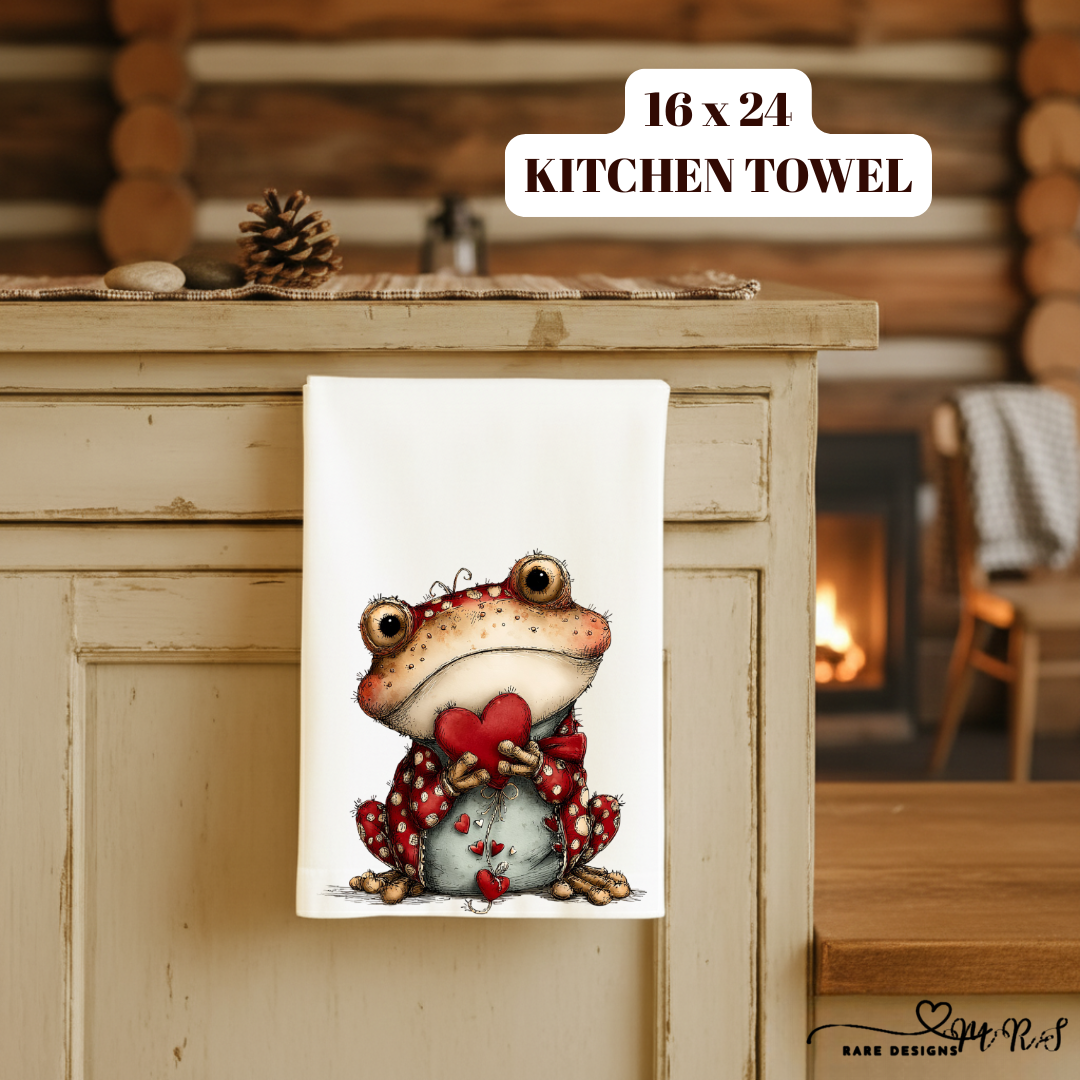 Whimsical Love Frogs – 16x24 Kitchen Towel Collection | Cute Valentine’s Day Frog Decor